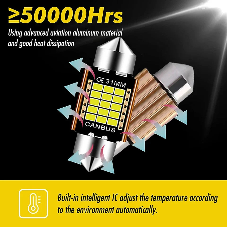 For Auto Interior Lamp Dome Read 4X Golden Festoon C5W Bulb 31MM