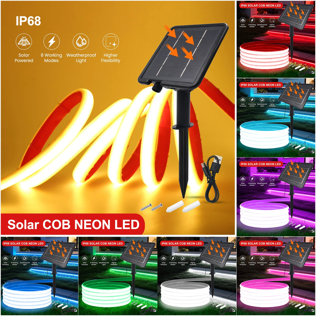 24V Cob Neon Strip IP68 Waterproof White Red Ice