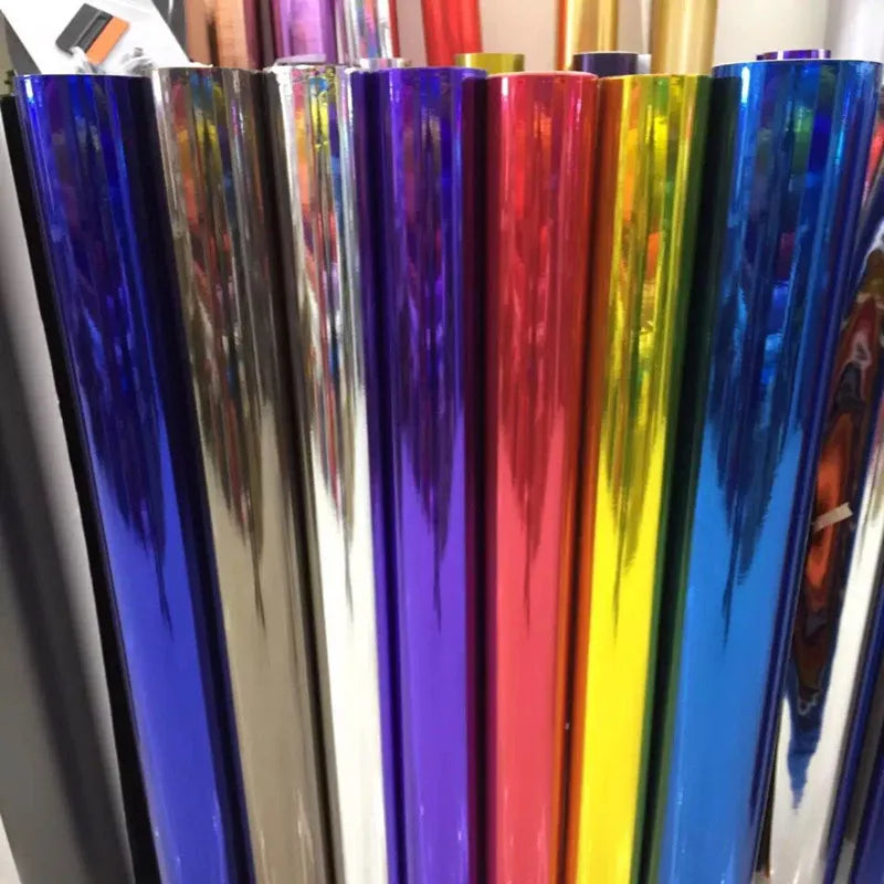 Glossy Silver Mirror Chrome Vinyl Film Wrap Wraps Foil