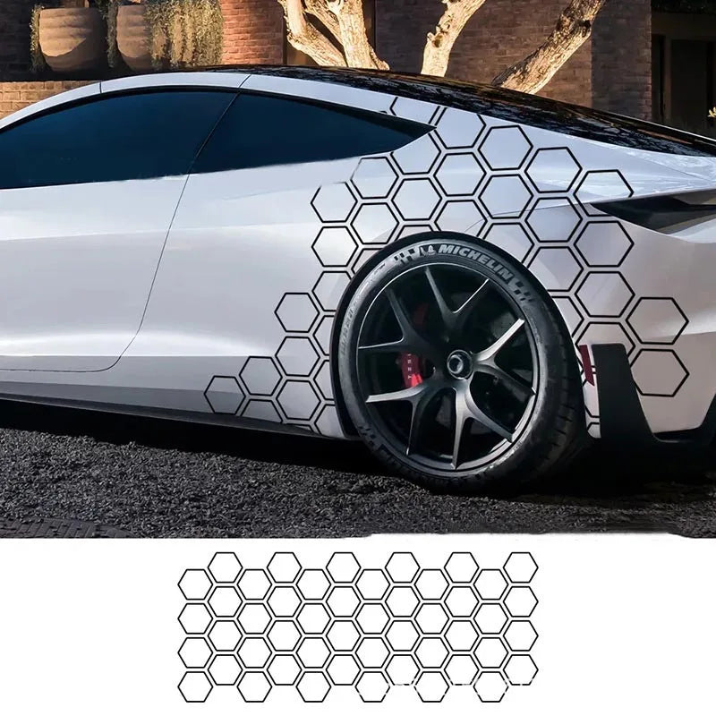 Honeycomb Pattern Waist Line Decal Modification Body Lace Sticker
