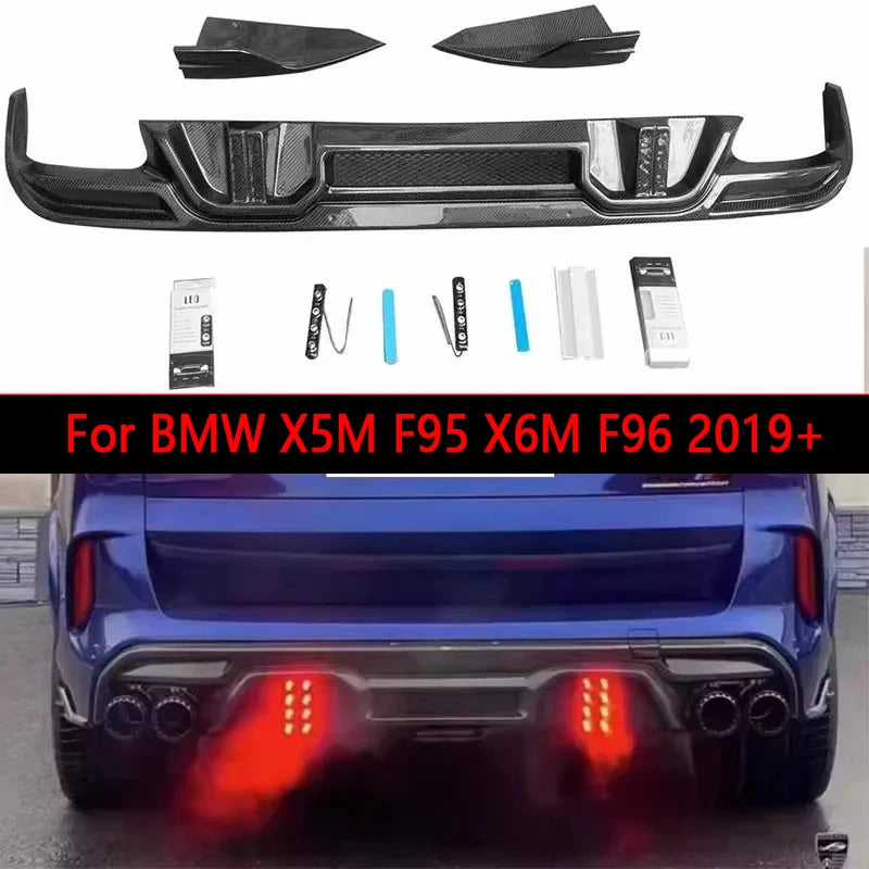 For BMW X5M F95 X6M F96 2019 Carbon Fiber Rear Bumper Diffuser
