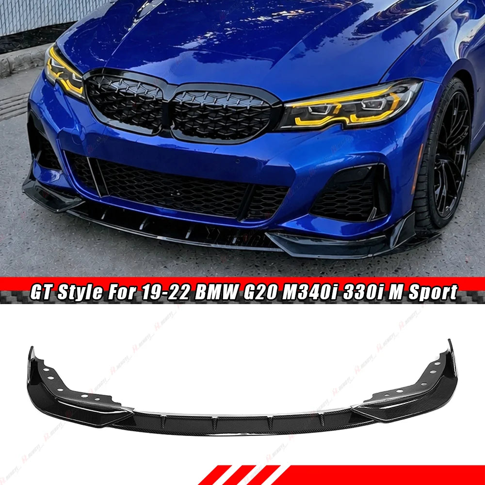 For BMW 3 Series G20 G28 3PCS Front Bumper Spoiler Lip Splitter