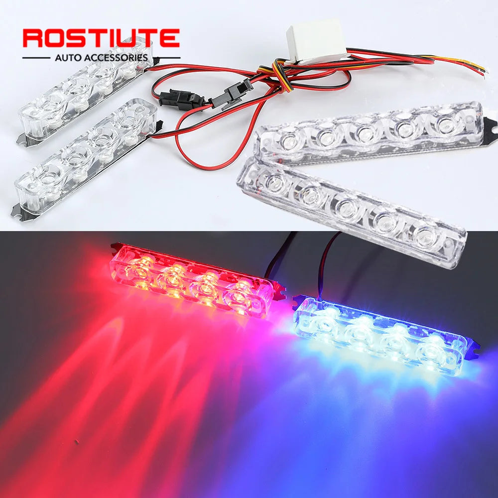 For Bicycle Motorcycle Vehicles 2PCS Strobe Bar 12V Flashing