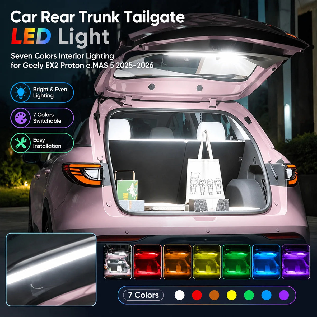 For Geely EX2 Proton e.MAS 5 Colors Rear Trunk Tailgate Interior