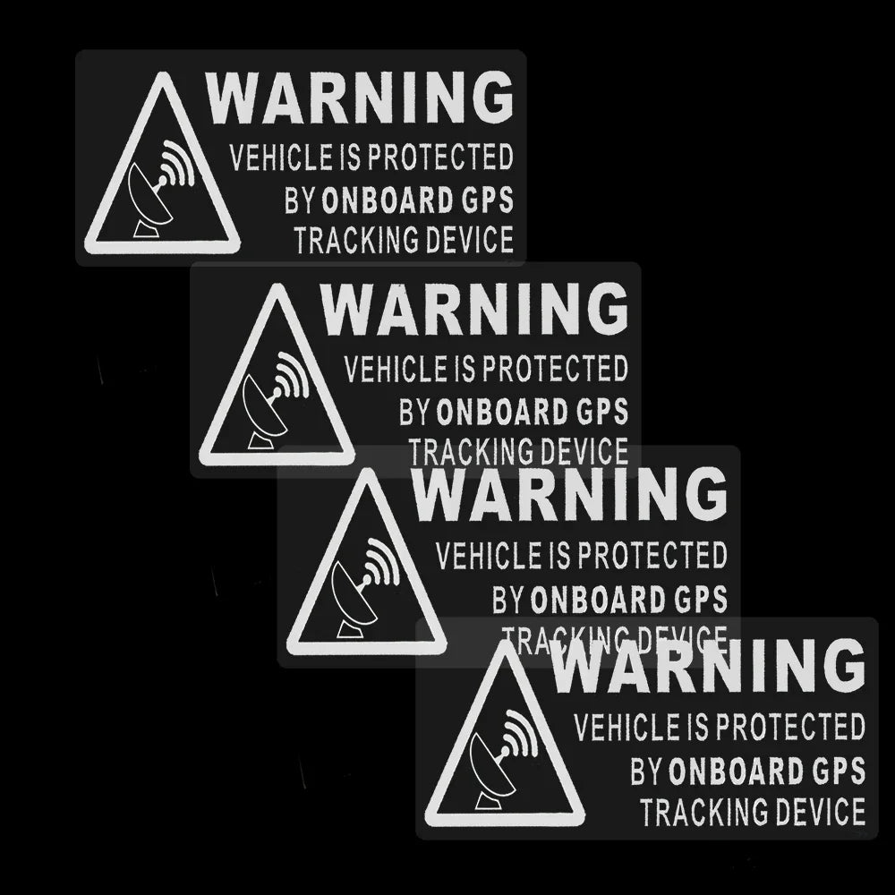 4X Warning On Board Gps Tracking Device Sign Sticker