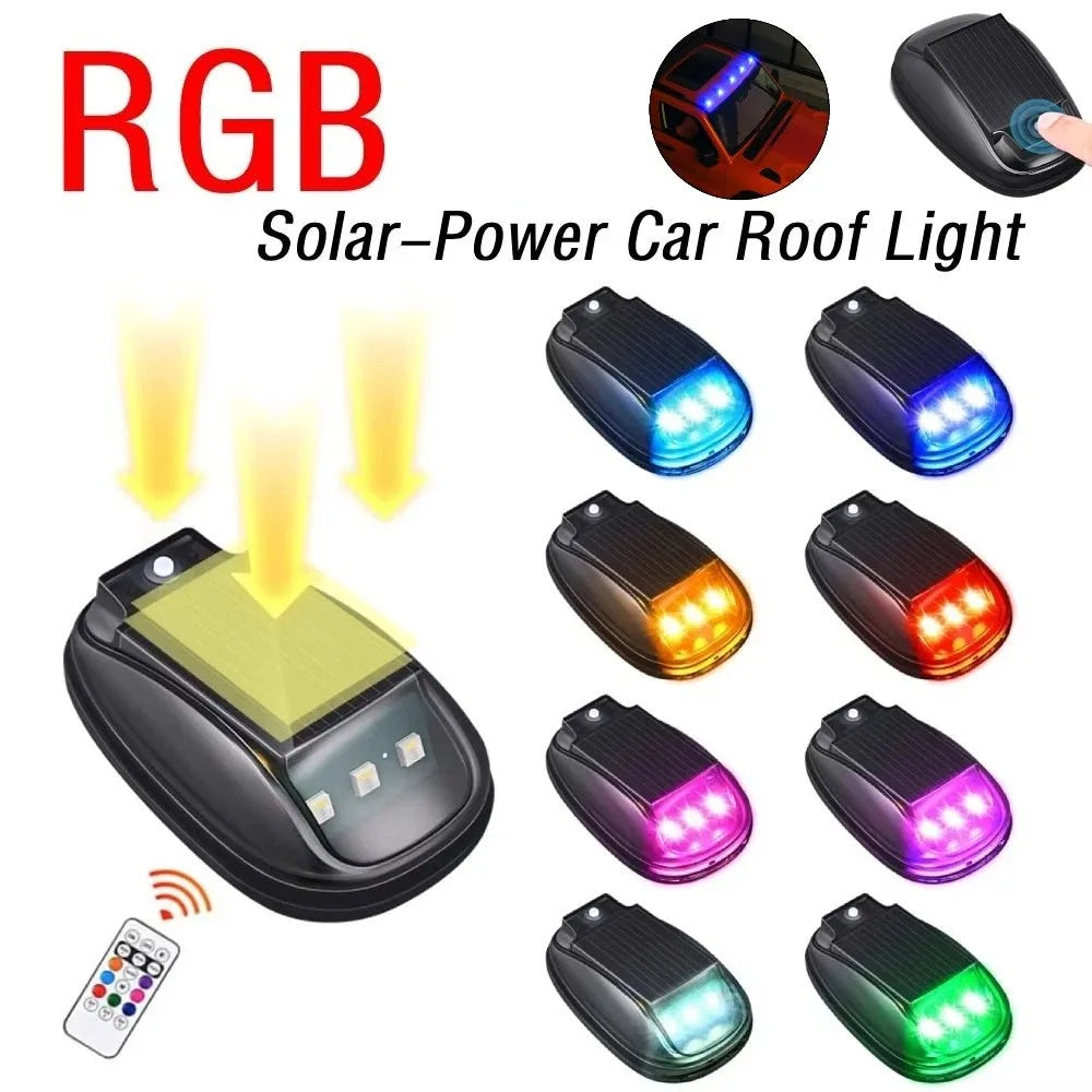 Wireless Solar Flash Waterproof RGB Roof Strobe Remote Control