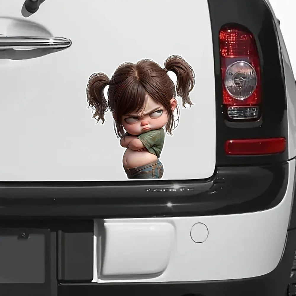 For Laptop 11.5x13cm Angry Girl Cartoon Vinyl Decal