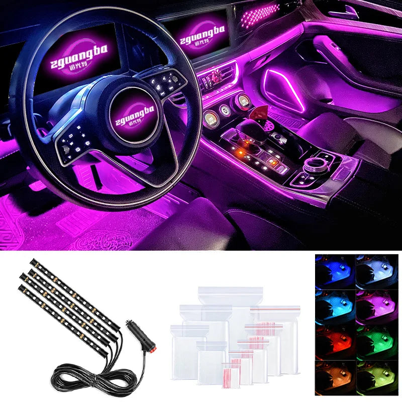 22CM Neon Foot Interior Backlight Cigarette Lighter USB