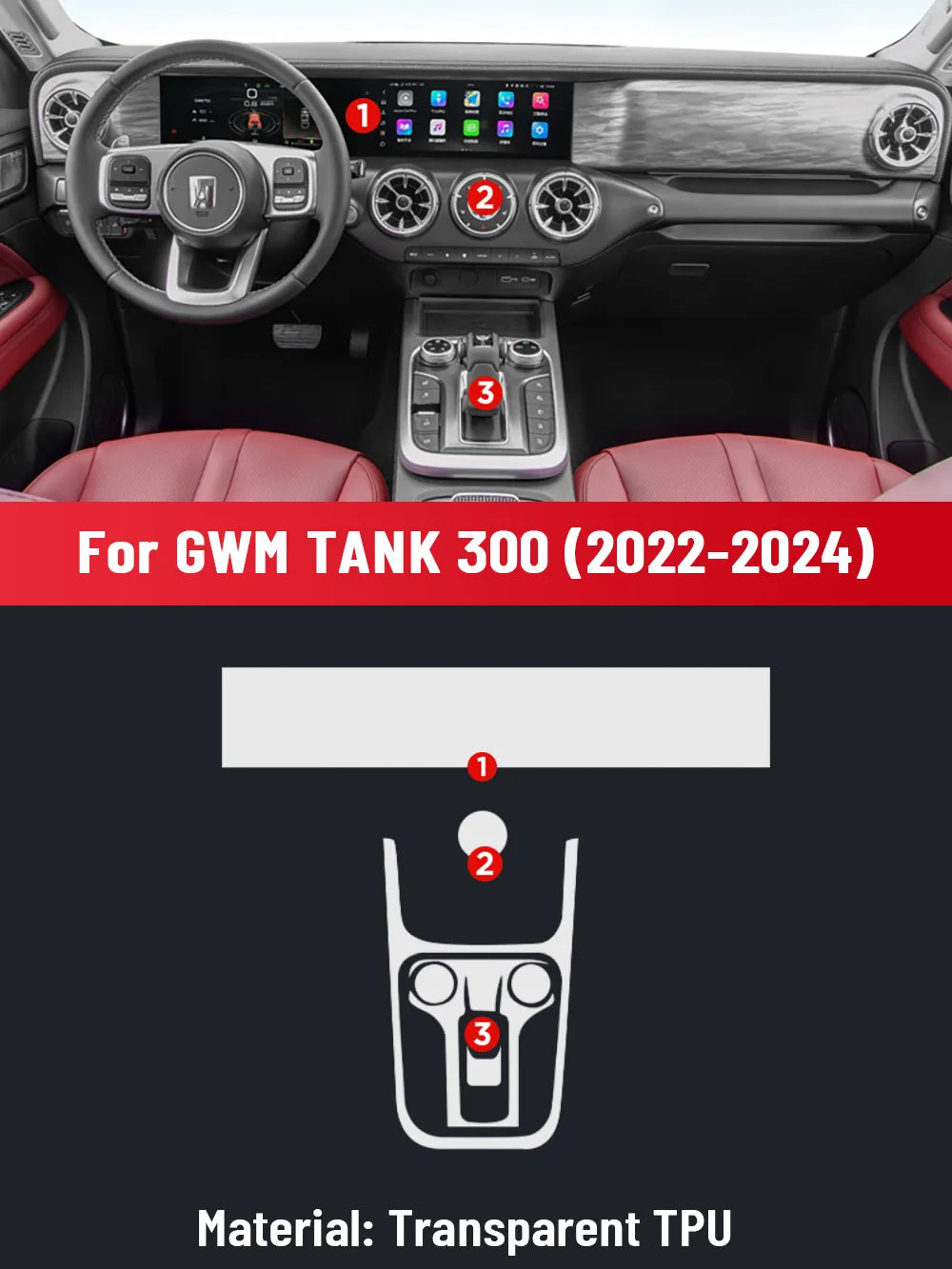 For Gwm Tank 300 2022-2024 Anti-scratch Door Center Console