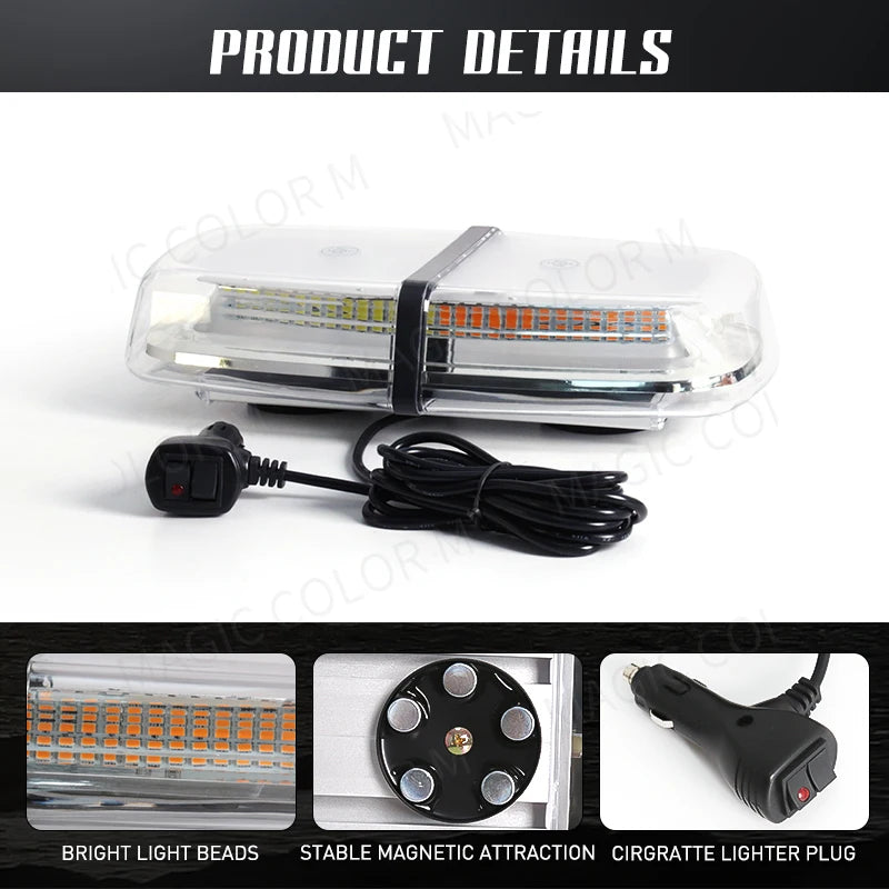 72SMD Strobe Roof Becaon Traffic Bright Magnetic Warning