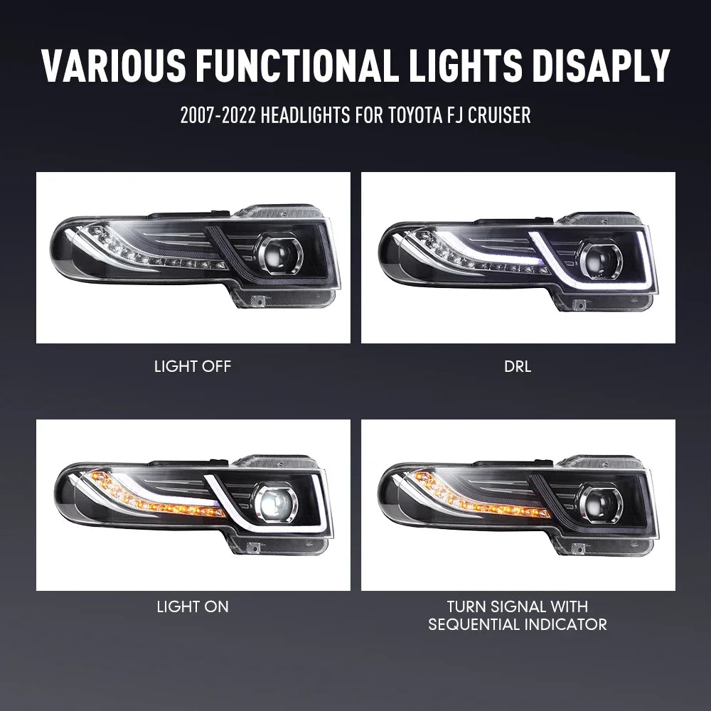 For Toyota Fj Cruiser 2007-2022 LED 2PCS Head Headlight Daytime