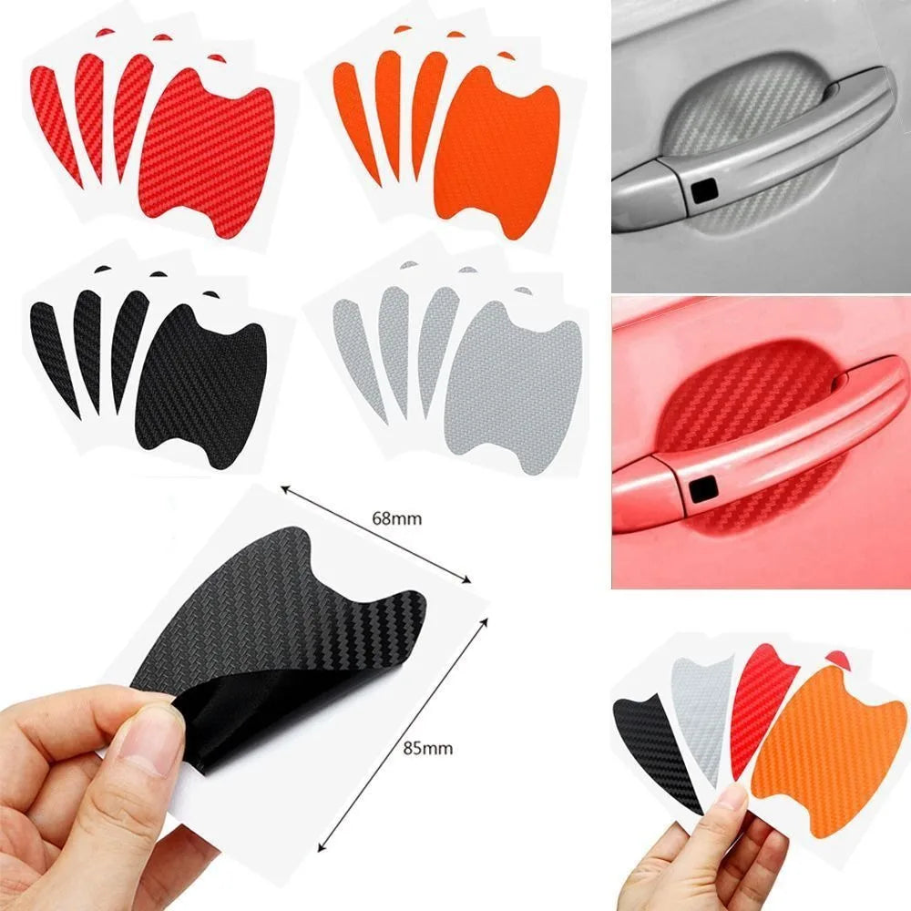 4PCS Door Handle Sticker Carbon Fiber Anti Scratch Protector