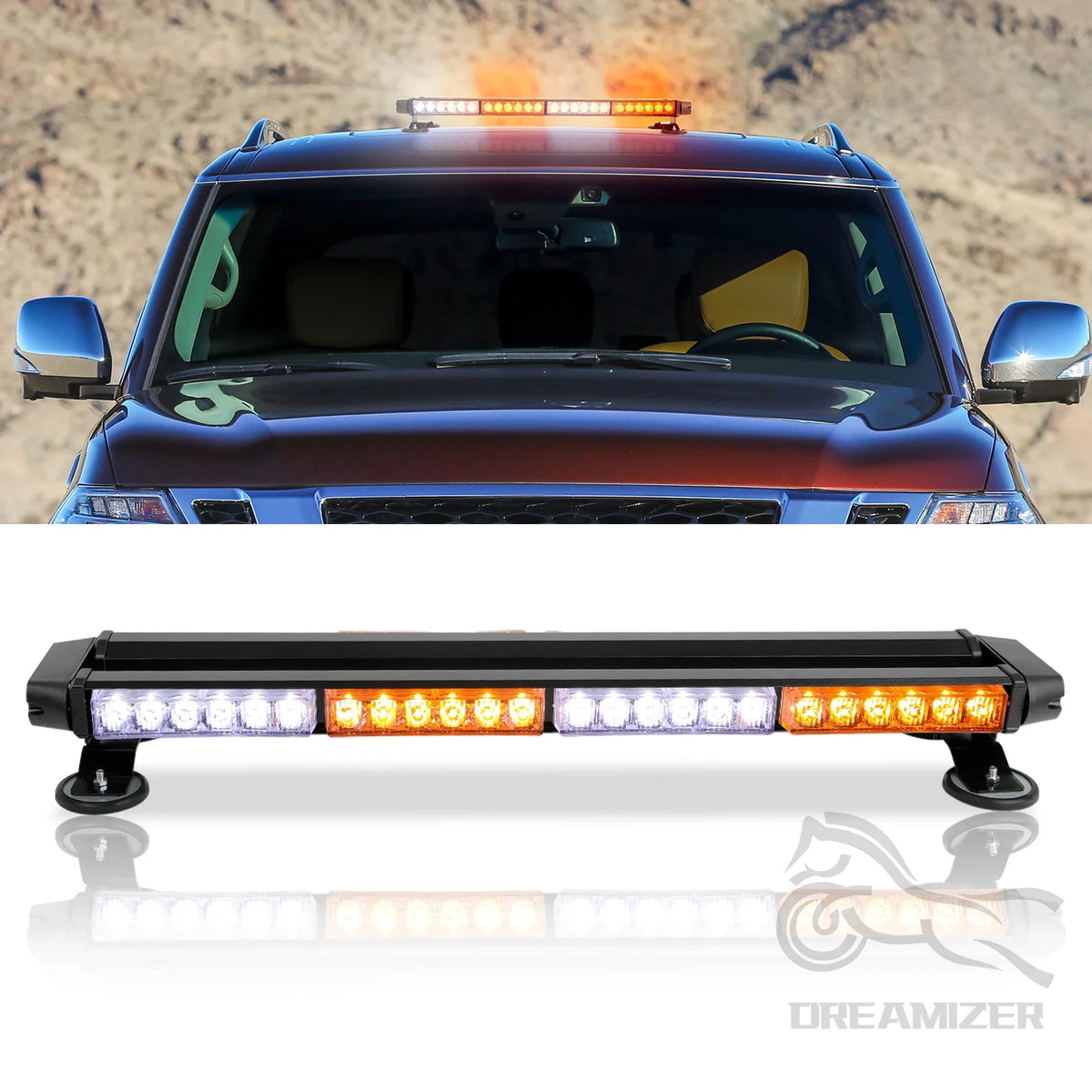 Leds Flashing Strobe Warning Bar Double Side Amber White