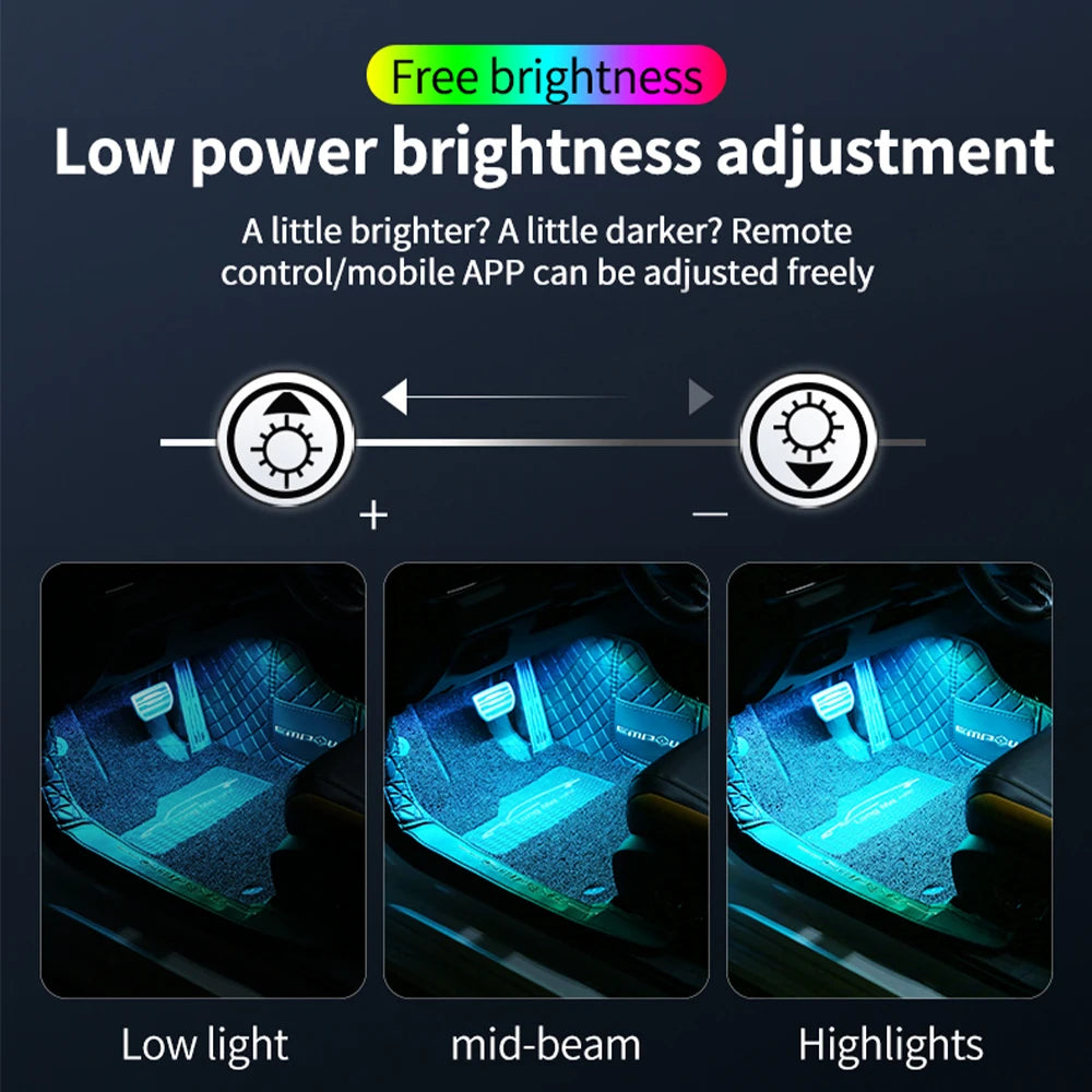 Footwell RGB Interior Atmosphere APP Remote USB Cig Lighter