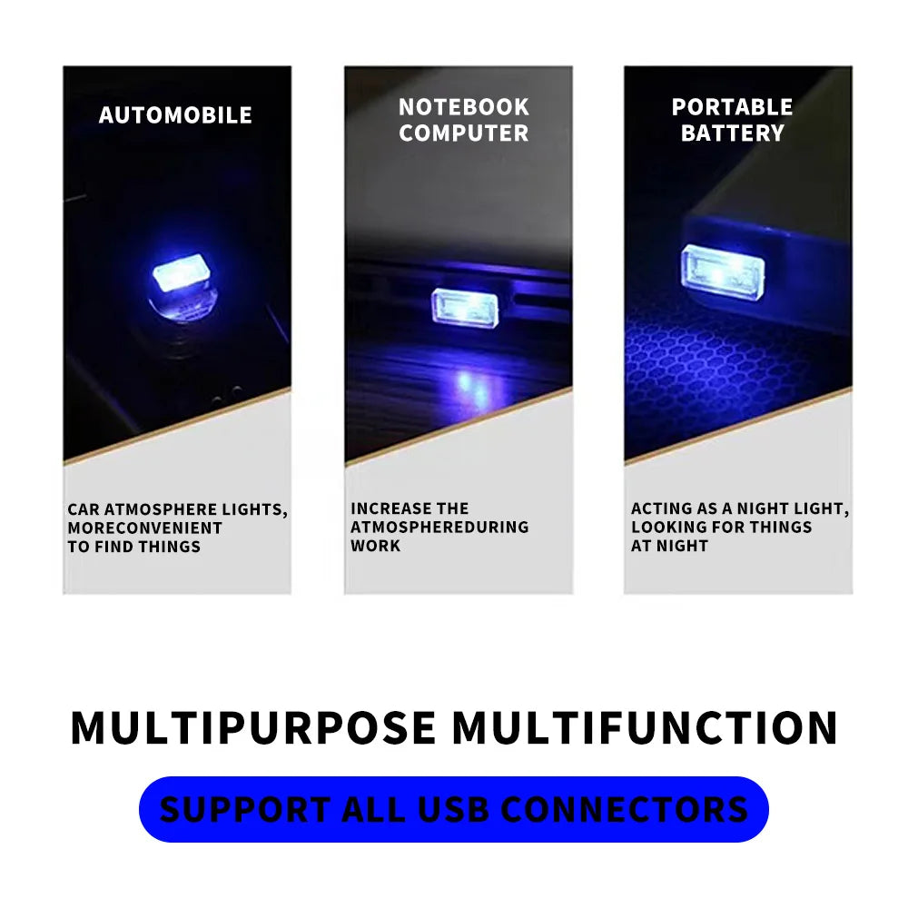 2PCS USB Interior MINI Atmosphere Emergency Lighting Colorful