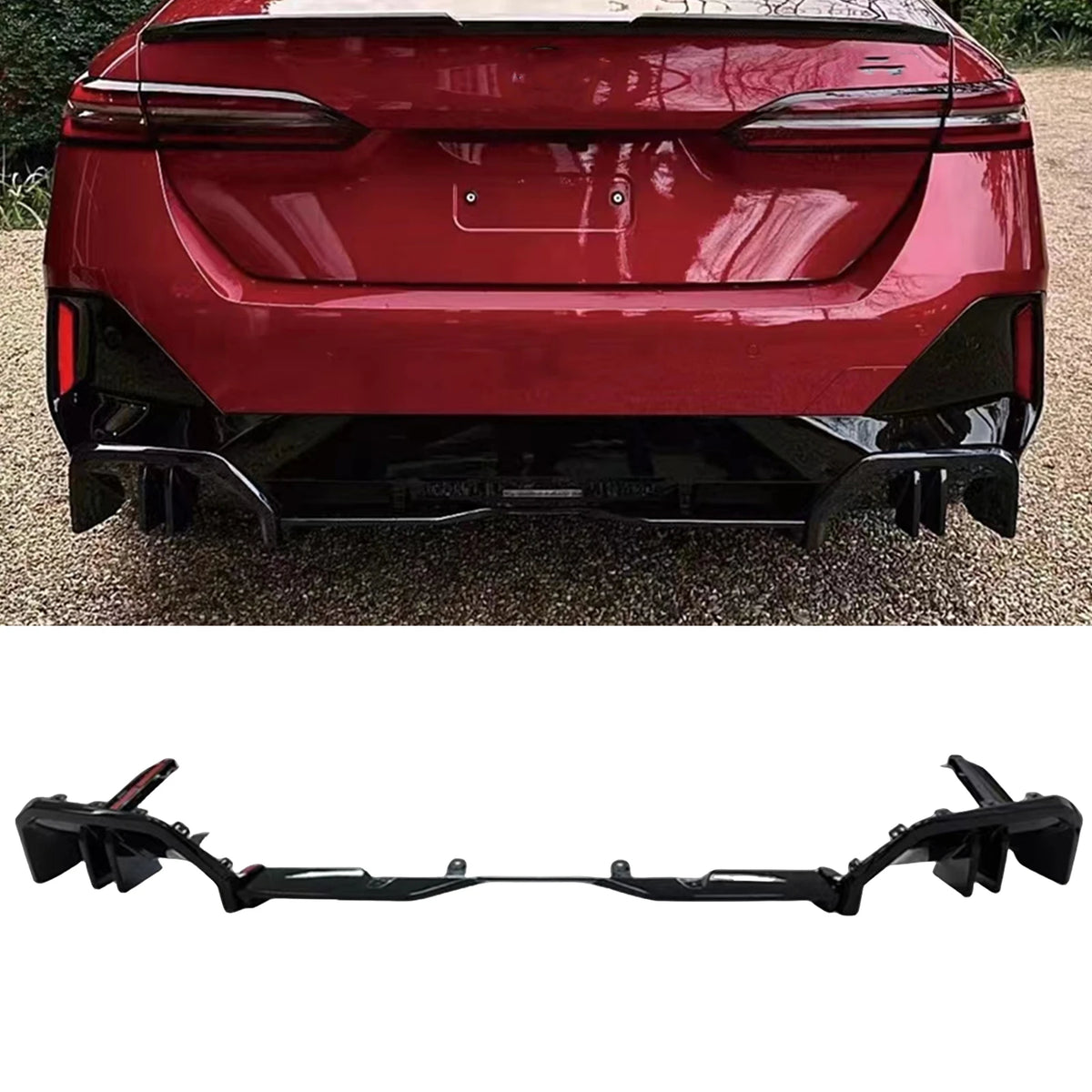 For BMW 5 Series I5 G60 Rear Bumper Diffuser Lip Gloss Black
