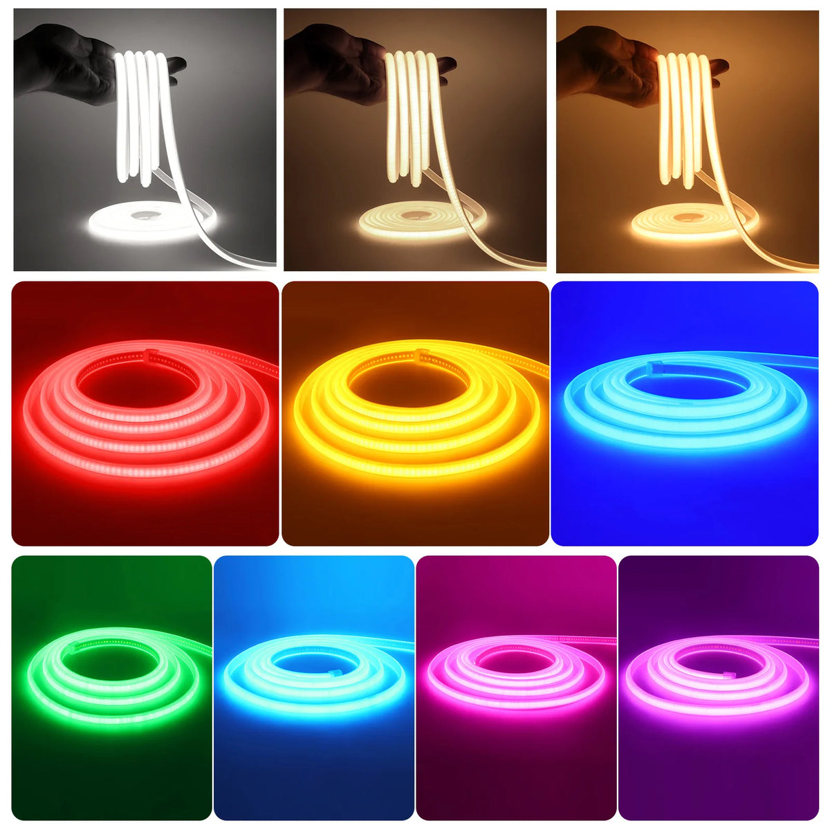 220V Cob Strip White Red Ice Blue Pink Yellow
