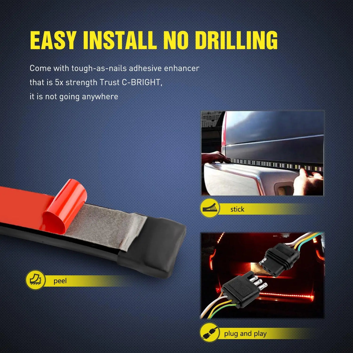 12V 48 Inch Brake Turn Warning Signal Flexible Strip