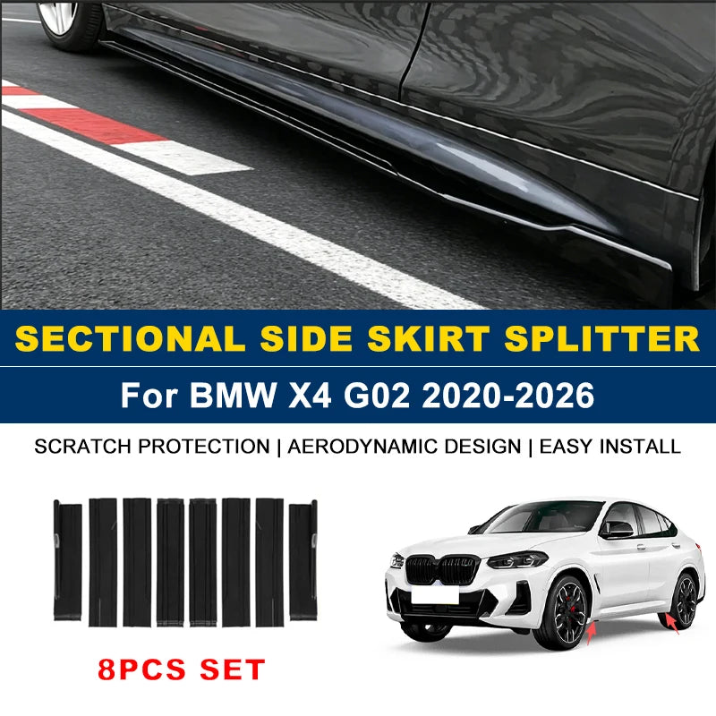 For BMW X4 G02 2020-2026 2021 2.2m Sectional Side Skirt