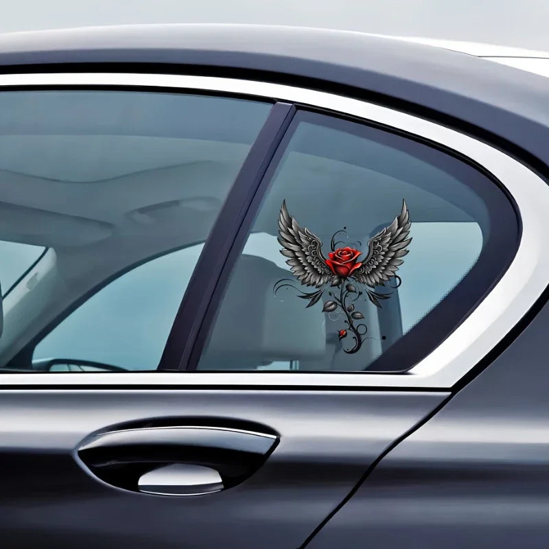 For Auto Window Bumper Body Styling Stunning Angel Wings Rose