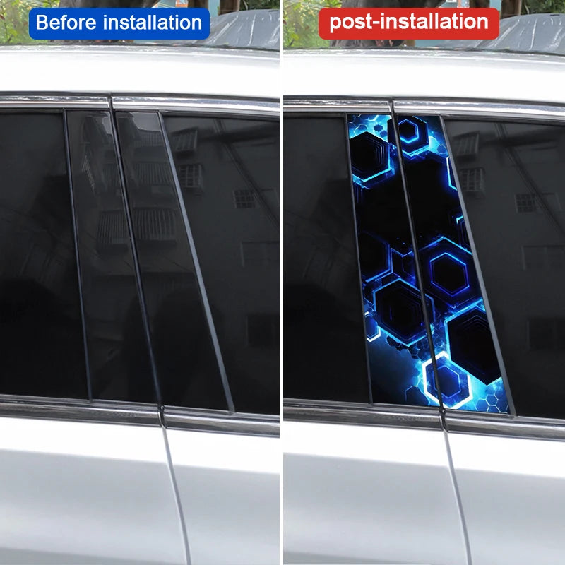 2PCS Cool Colorful Honeycomb Stickers Center Column Image Door