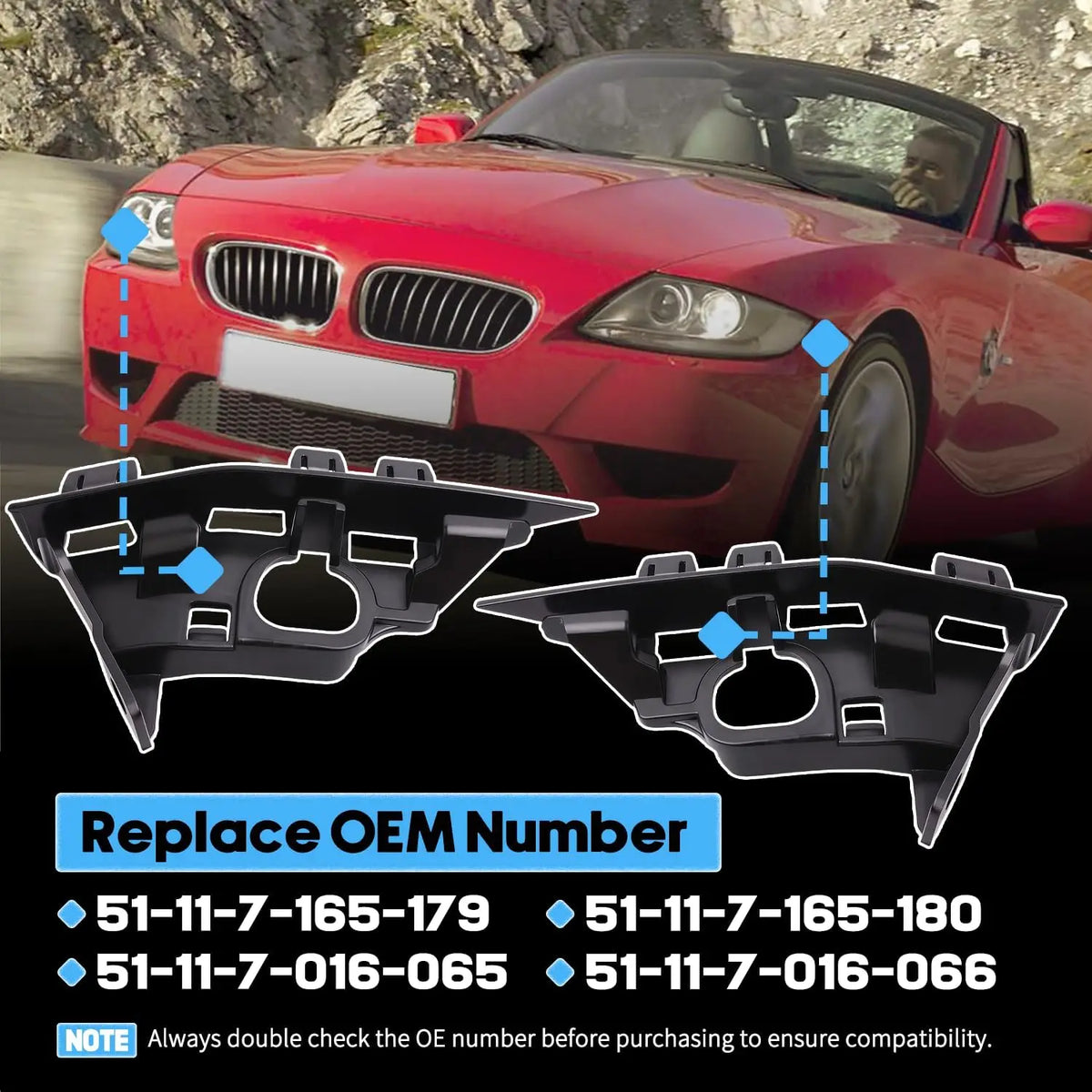 For BMW E85 E86 Z4 M Front Bumper Retainer Bracket Holder Left
