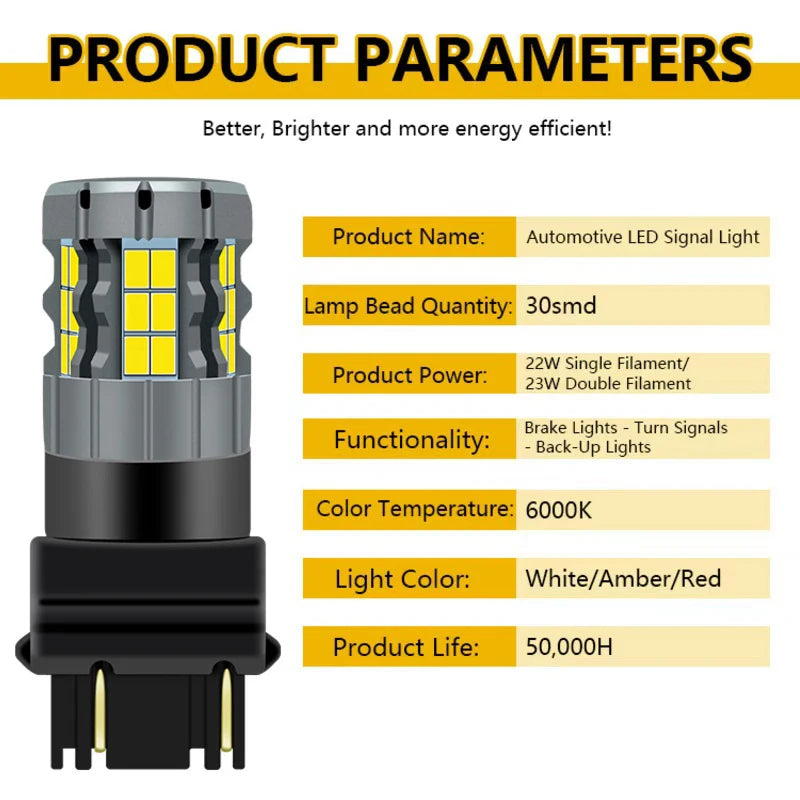 2PCS 3156 P27W 3157 7W T25 Bulbs Canbus Turn