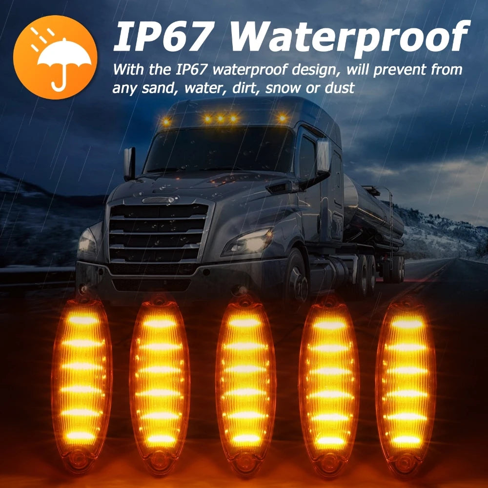 For Freightliner Cascadia 2008-up Semi-Truck 5PC Cab Roof Marker