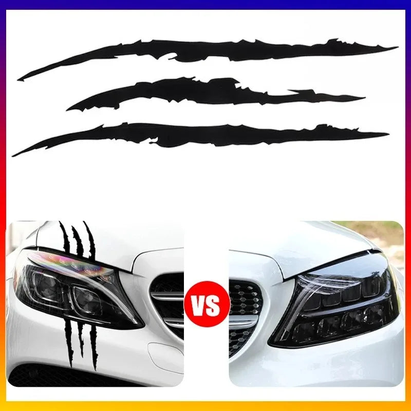 A Set Ghost Claw Stickers Headlights Pvc Carving Hood