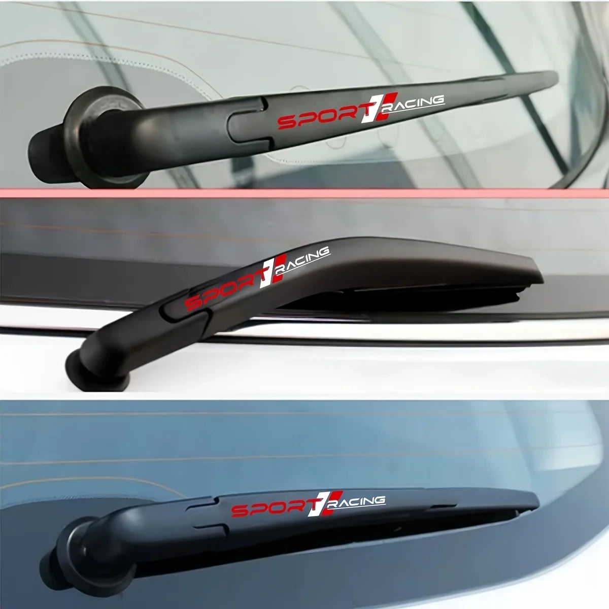 For Wiper Blade Arm Mirror Door Sport Letter Decal Panel 4PCS