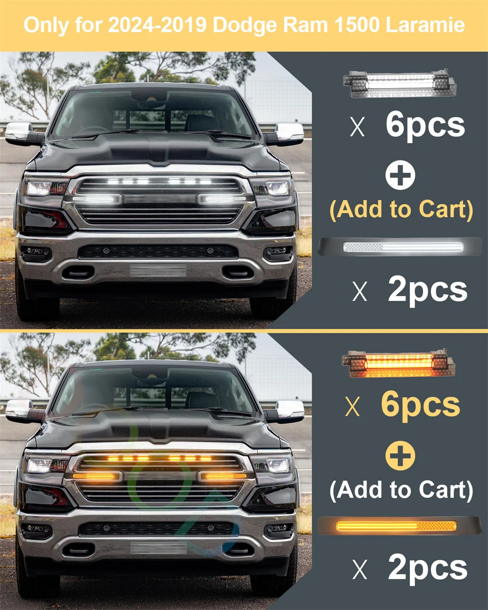 For 2019-2024 Dodge Ram 1500 Laramie Grill Grills Fit ABS Grille