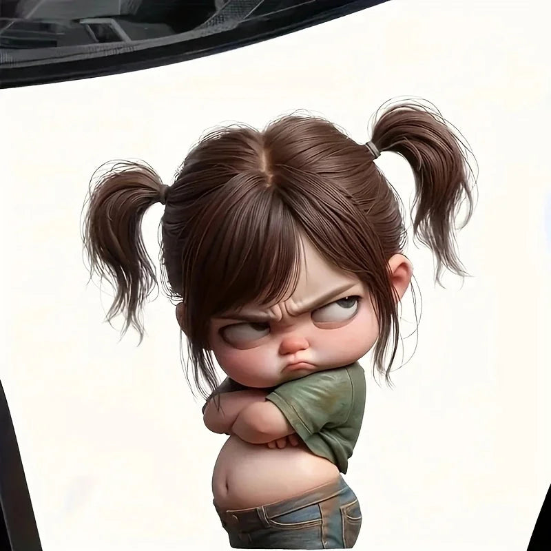 13x15cm Angry Girl Sticker self-adhesive Vinyl Decal Scratch