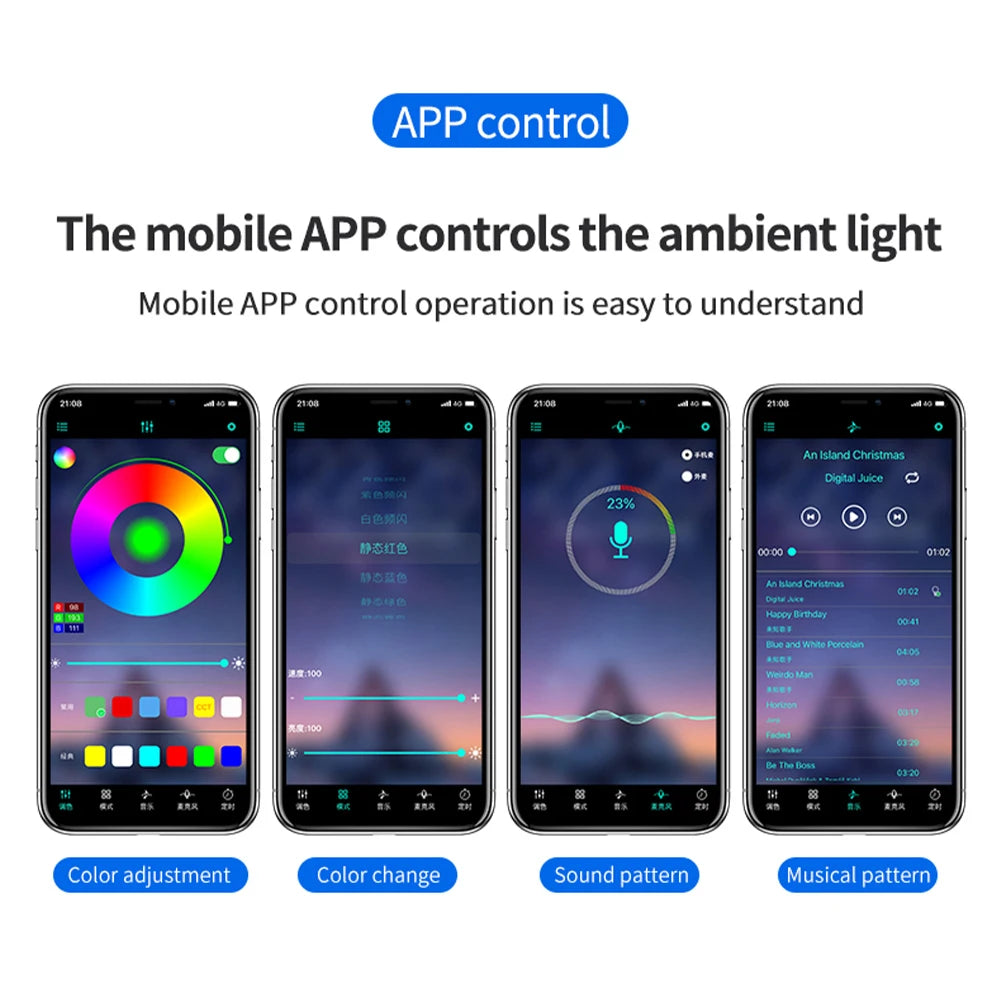 Footwell RGB Interior Atmosphere APP Remote USB Cig Lighter