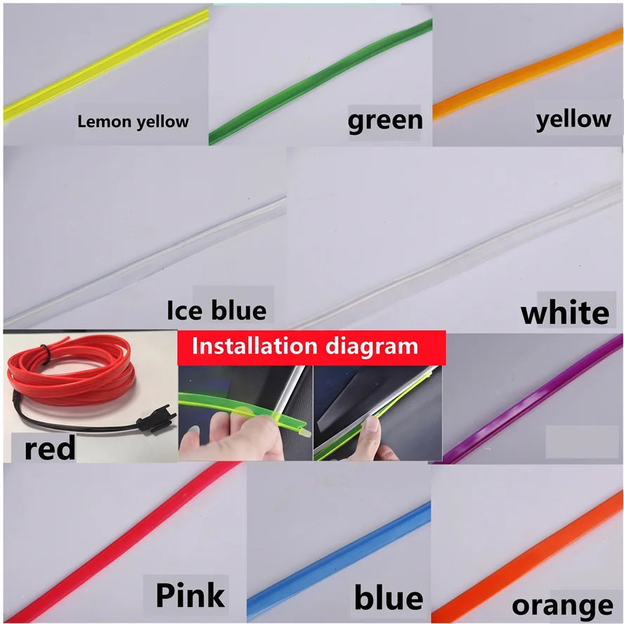 1-5m Multicolor Strip Flexibleneon El Wire Interior Ambient Party