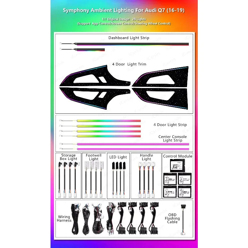For Audi Q7 4M 2016-2019 Facelit Colors Dynamic Ambient
