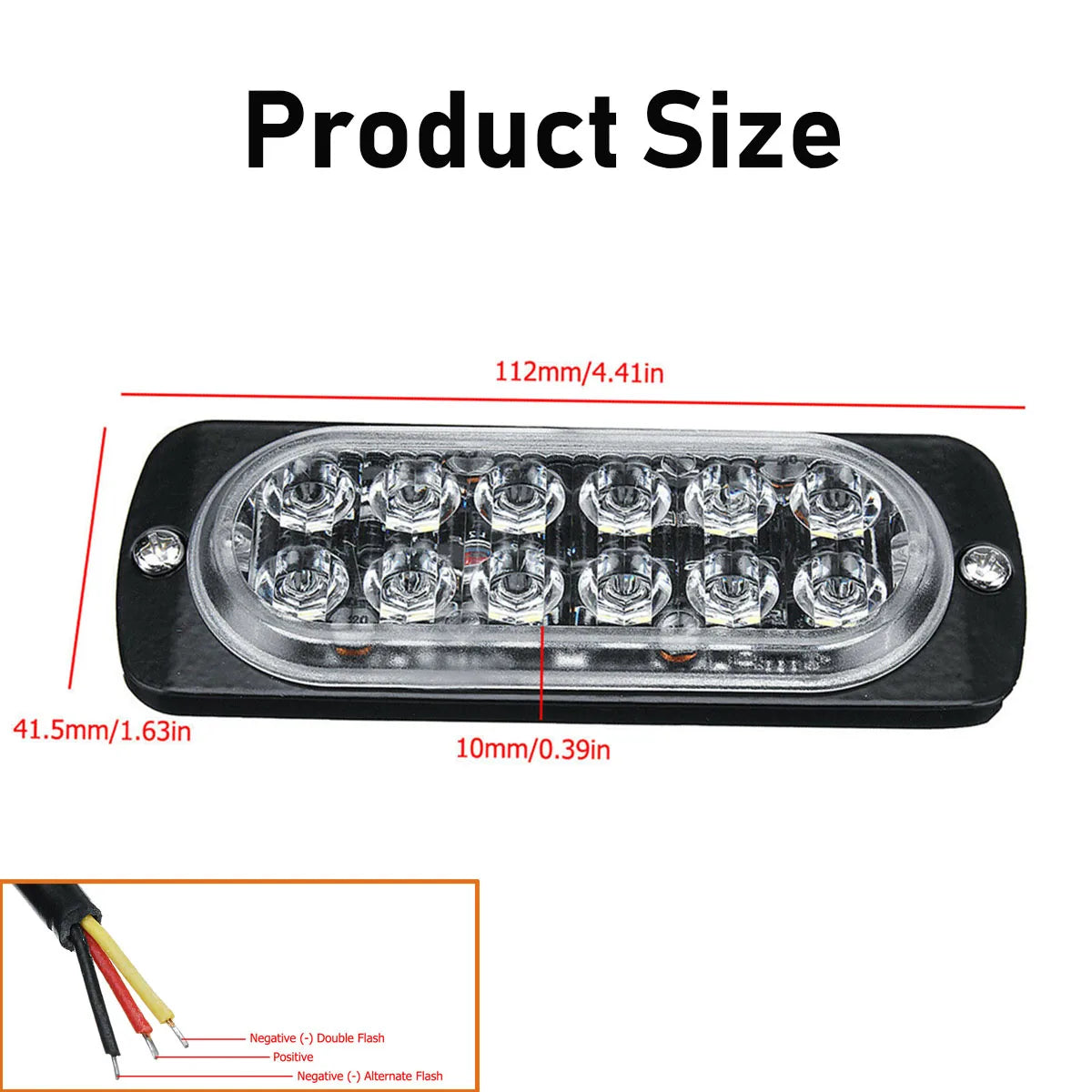 1PCS 12LED Truck Slim Flash Bar Emergency Warning Strobe