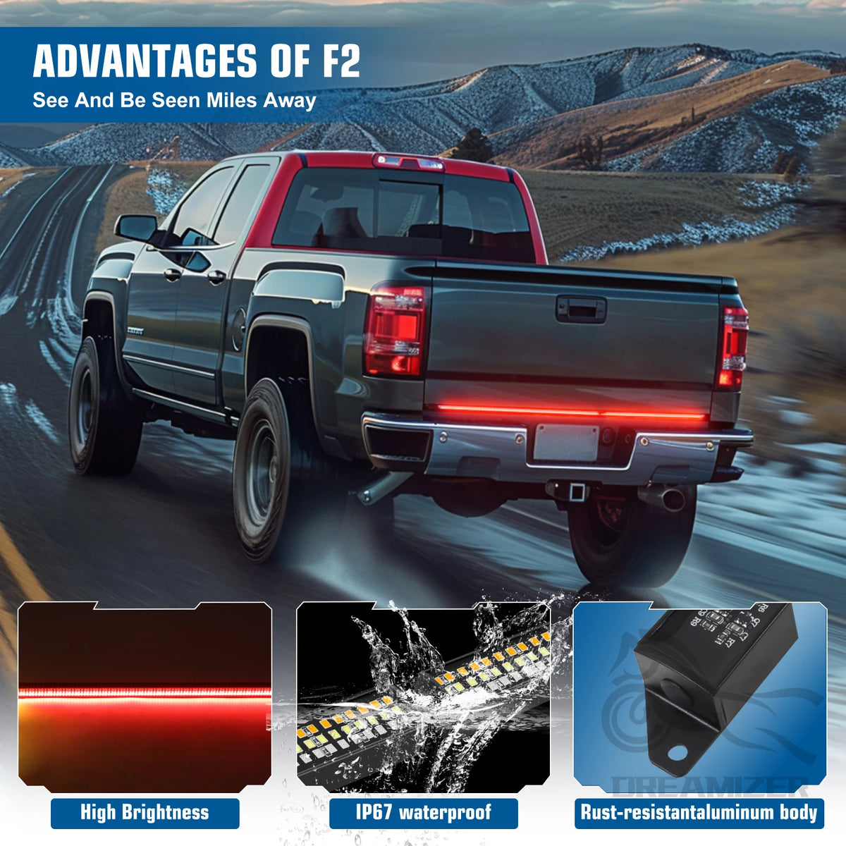 Tailgate Strip Bar Brake Turn Signal Tail Backup Running