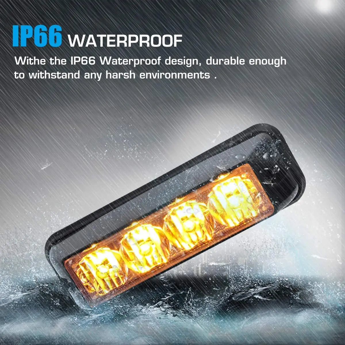 Pack Amber Emergency Strobe 4LED Surface Mount Yellow Red