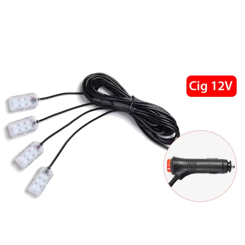 Foot Ambient USB Cigarette Lighter Backlight Music Control APP
