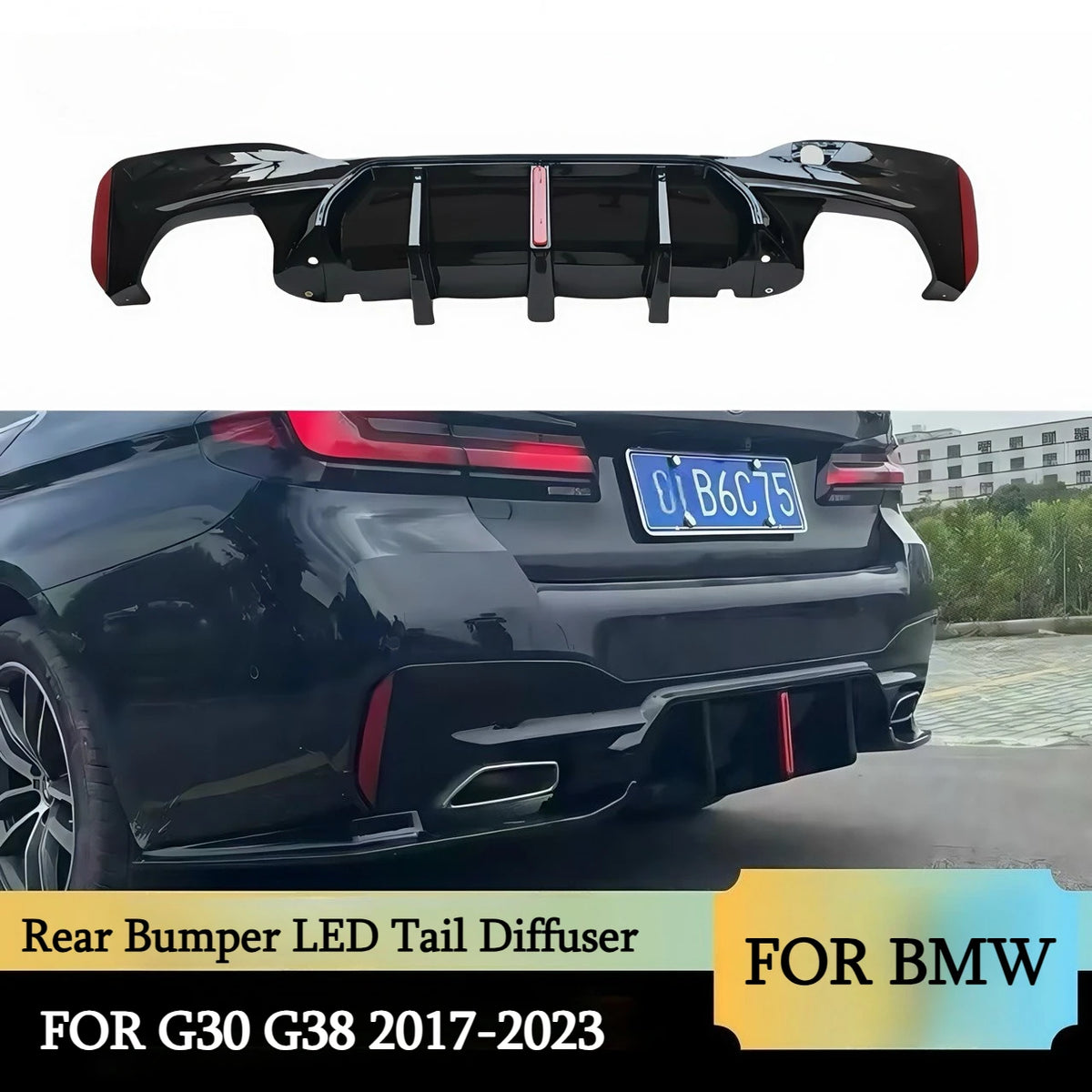 For BMW G30 G38 2017-2023 Big Rear Bumper Tail Diffuser Lip