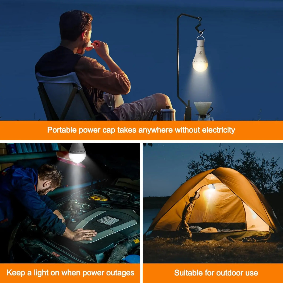 usb-c E27 Rechargeable Bulb Wireless Remote Control Battery