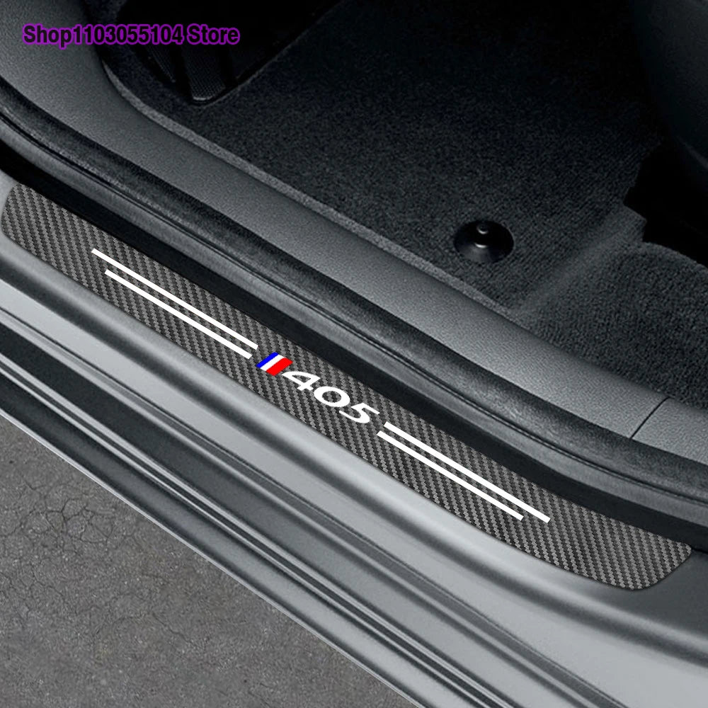 For Peugeot 405 406 407 408 4PCS Carbon Fiber Door Sill Sticker