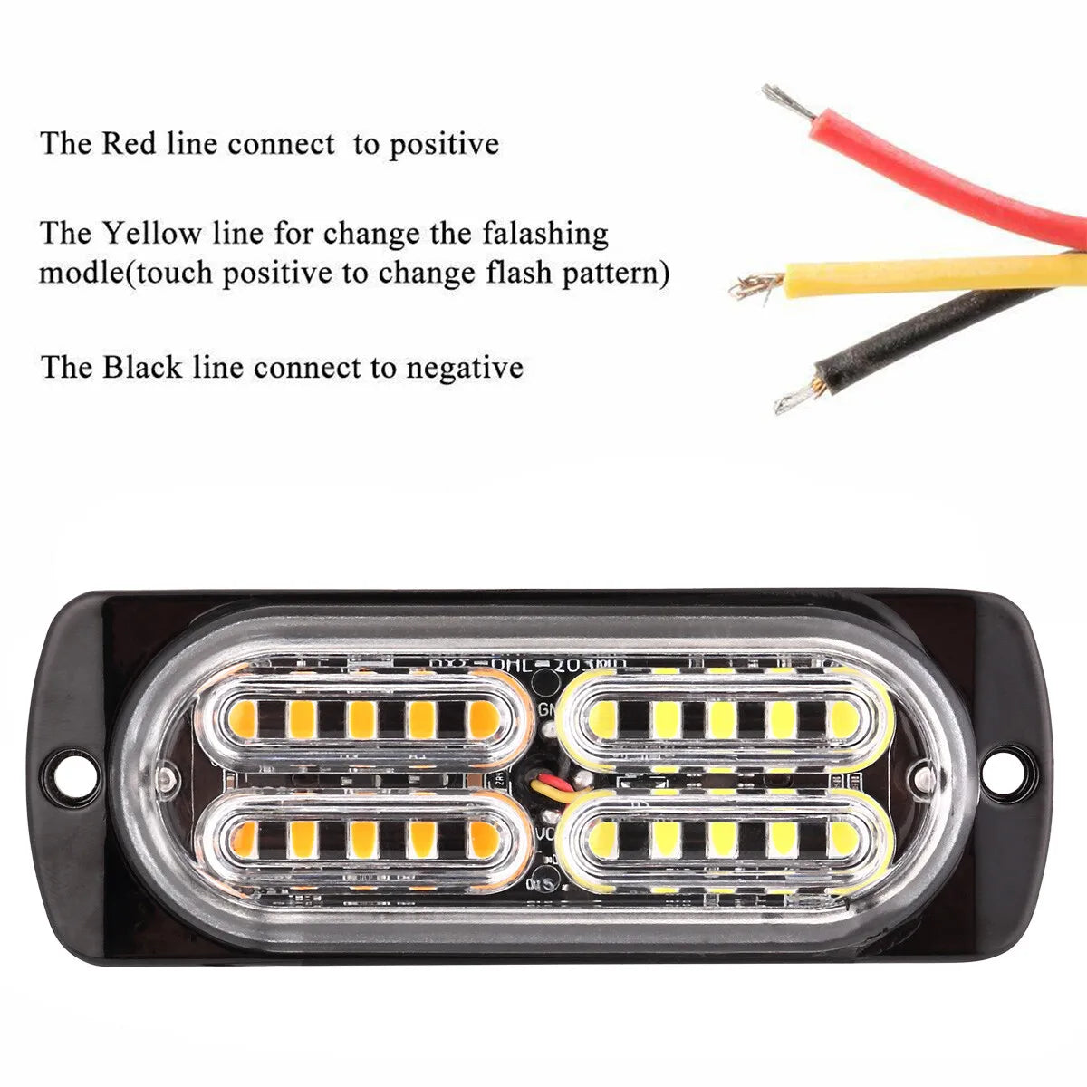 Ultra Slim Strobe 12-24v Sync Flashing Warning Beacons Amber