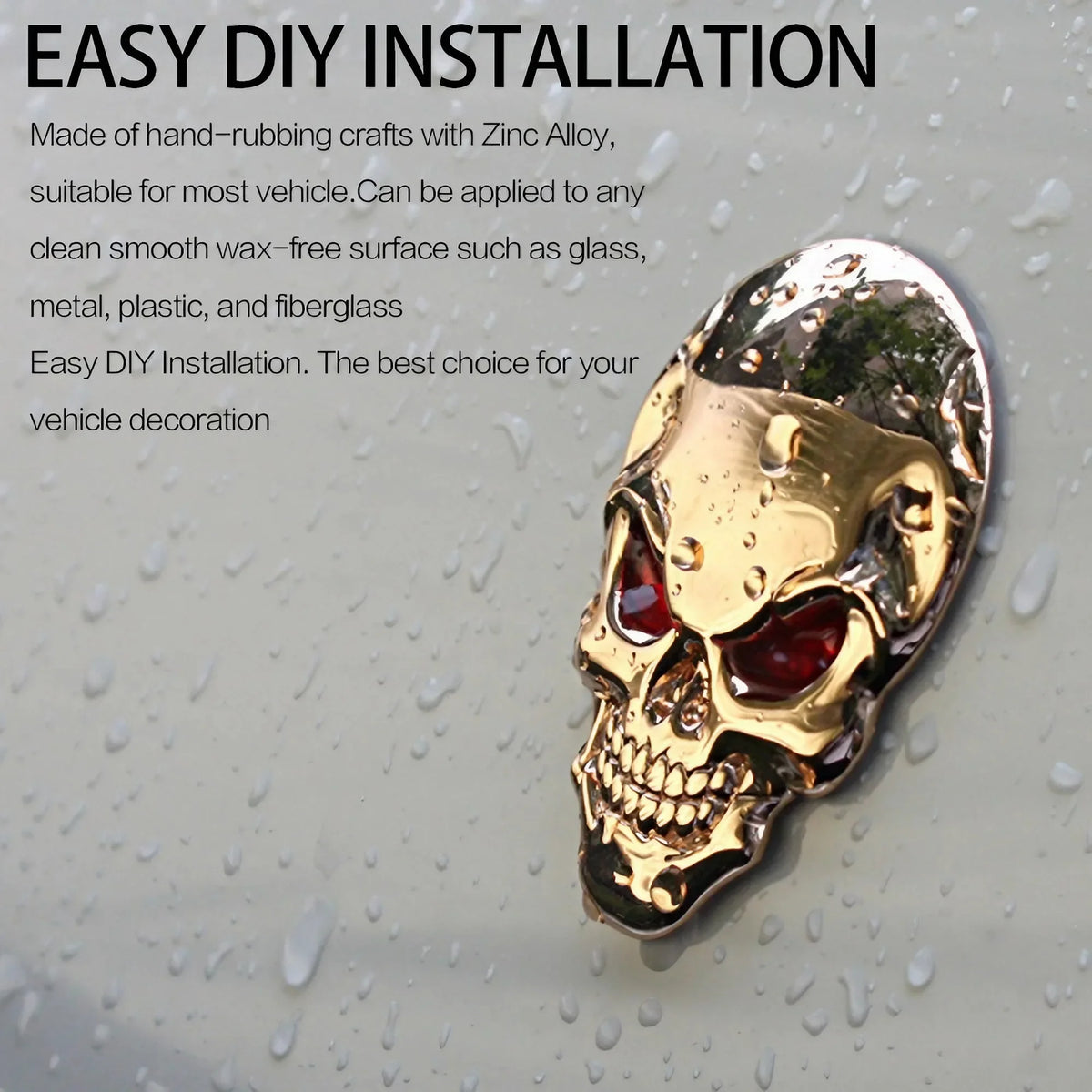 Stonego 3D Skull Logo Metal Body Stickers Zinc Alloy