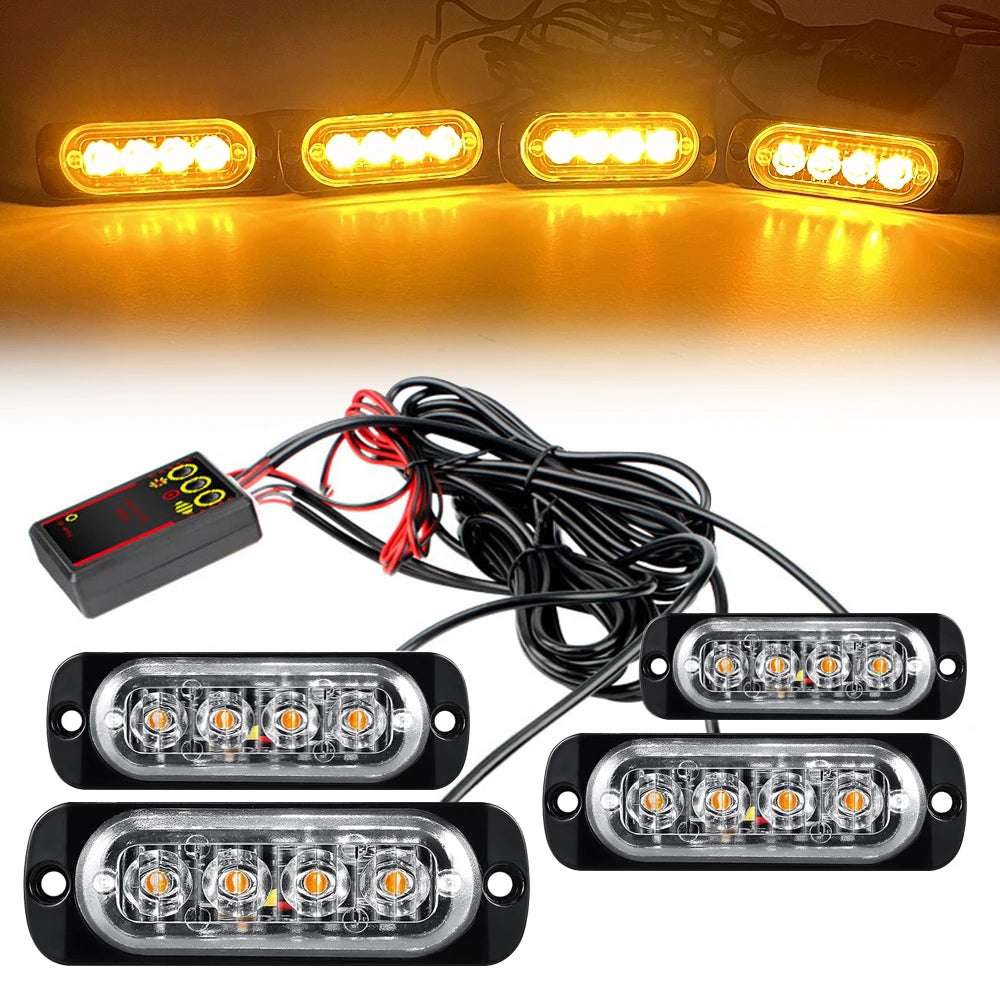 Amber Grille In Flash Bar Truck Motorcycle Emergency Trailer