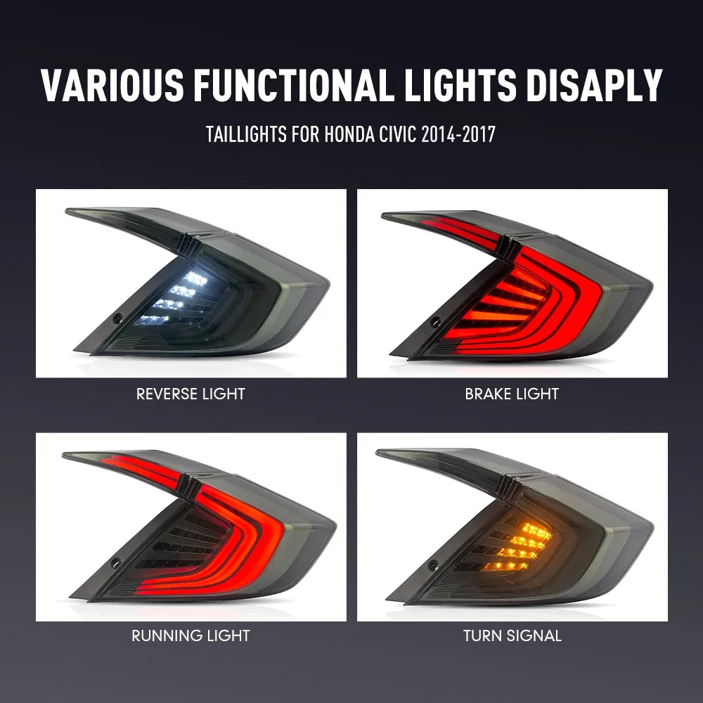 For Honda Civic 2014-2017 Drl Reverse Pair Tail Brake Turning