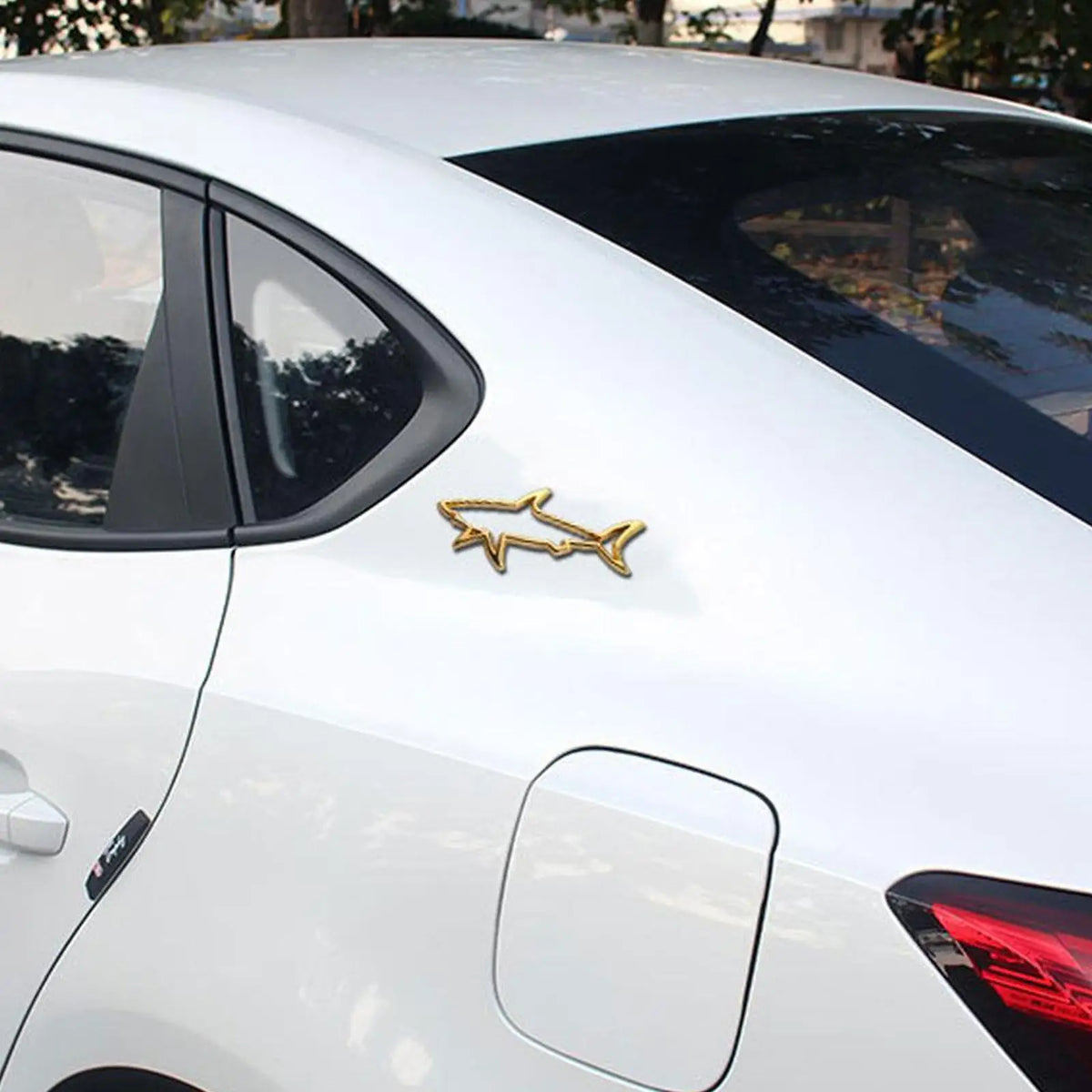 3D Metal Sticker Hollow Shark Emblem Badge Decals Automobiles