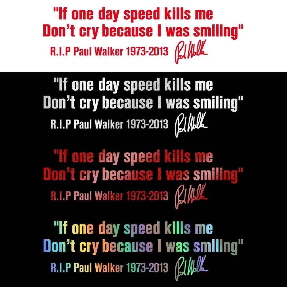 28x8cm r.i.p Paul Walker Sentences Reflective Sticker Motorcycle