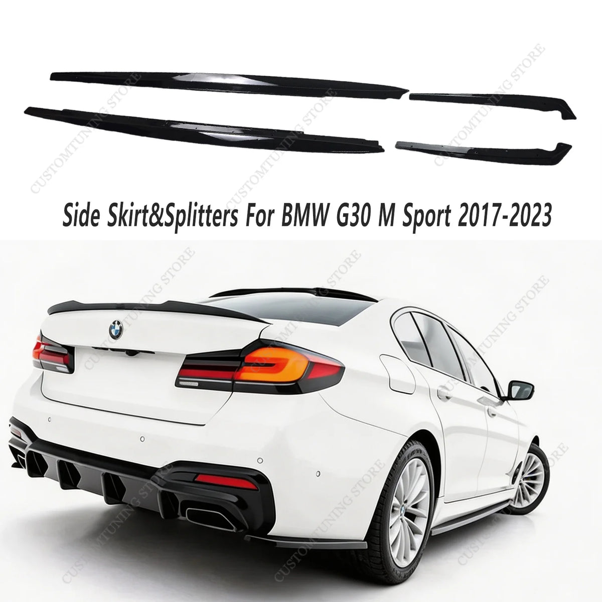 For BMW G30 G31 5 Series Gloss Black Max ABS Side Skirt
