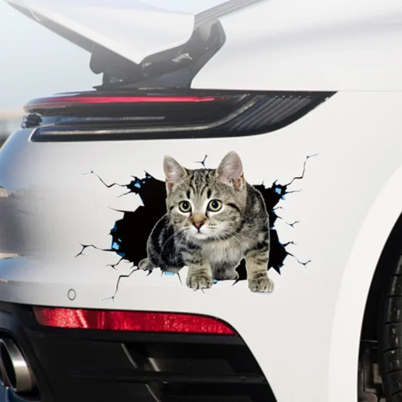3D Simulation Cute Cats Peeking Peering Creative Funny Vinyl